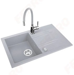 Novaservis Drezy - sada granitový drez + flexi batéria Ferro Zumba BZA4B, 1-komorový 780x480 mm, šedá, DRGM48/78GA-SET1-PL