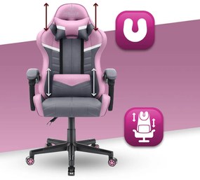 Hells Herná stolička Hell's Chair HC-1004 GREY PINK