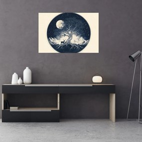 Obraz – Magický strom s jeleňom I. (90x60 cm)