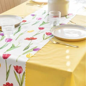 Goldea behúň na stôl teflónový - farebné tulipány 20x120 cm