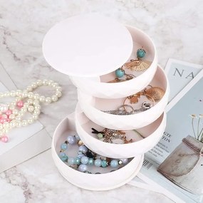 VERK GROUP 4 - poschodový okrúhly organizér na šperky, šperkovnica, biela