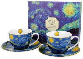 Porcelánová šálka s podšálkou Van Gogh Starry Night 250 ml sada 2ks