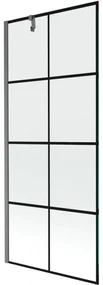 Mexen Next, 1-krídlová vaňová zástena 80 x 150 cm, 6mm číre sklo - čierny vzor, brúsený grafit, 895-080-000-00-77-66