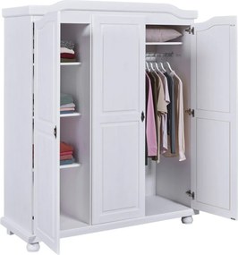 Šatníková skriňa Bastian, bielená borovica