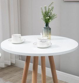 Barový stôl Livia natura, okrúhly - v107 x 60 x 60 cm - Biela