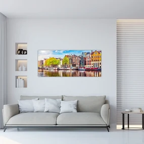 Obraz - Tancujúce domy, Amsterdam (120x50 cm)