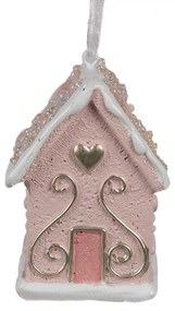 Závesná ružová ozdoba perníková chalúpka Gingerbread House - 4*4*6 cm