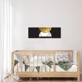 Obraz - Abstrakcia zlatá a čierna N⁰2 (s hodinami) (90x30 cm)