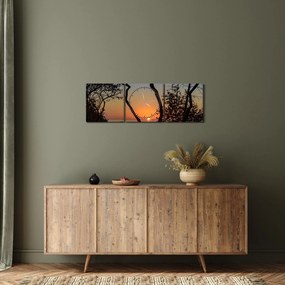 Obraz západu slnka (s hodinami) (90x30 cm)