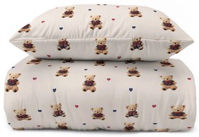 Posteľná obliečka Teddy Hearts 140x200/70x80 cm – 100 % bavlna