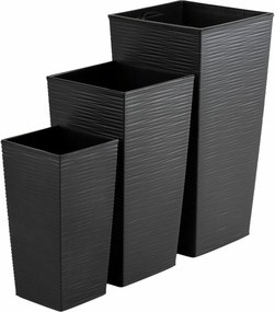 Sada 3 ks květináčů Porto Riflo 57x29,5/46x24,7/36,6x18,9 cm černá