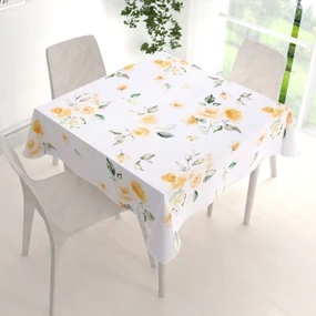 Biante Teflónový štvorcový obrus TF-043 Žlté ruže na bielom 140x140 cm