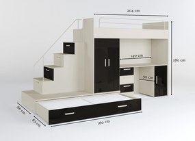 Detská posteľ Ruby V (kašmír + lesk čierny) (s roštami). Vlastná spoľahlivá doprava až k Vám domov. 1121270