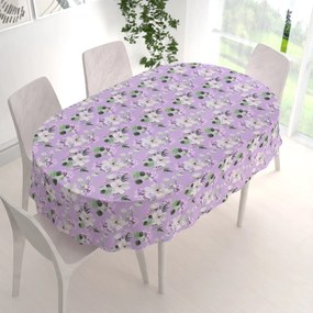 Biante Dekoračný oválny obrus PML-044 Kvety magnólie na fialovom 100x140 cm