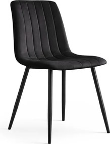 Jedálenská stolička LIVO zamatová, čierna / čierne nohy