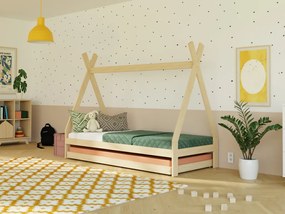 Transparentná rastúca detská posteľ SWITCH 2v1 90x200 cm v tvare teepee s prístelkou