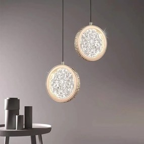 Toolight Toolight, LED krištáľové závesné svietidlo, 7W, 4000K, 500lm, G089-1CP, zlatá, OSW-09706