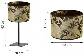 Stolná lampa Werona 1, 1x čierne/zlaté textilné tienidlo so vzorom, (výber zo 4 farieb konštrukcie)