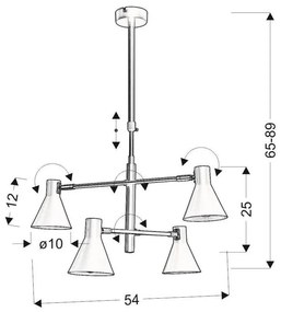 Candellux Čierno-zlatý závesný luster Less pre žiarovku 4x E14 34-72689