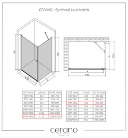 CERANO - Sprchovací kút Antelo L/P - chróm, transparentné sklo - 120x50 cm - krídlový, CER-CER-8050BD137