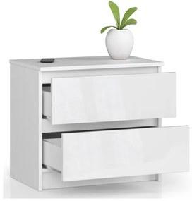Nočný stolík K60 2SZ CLP biely, lesk