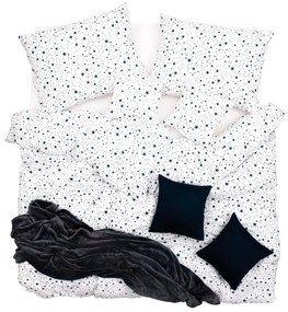 SCANquilt Obliečky KLASIK hviezdičky biela modrá 140x200 cm + 70x90 cm