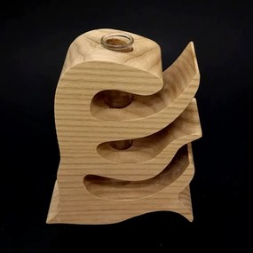 AMADEA Drevená váza v tvare hrebeňa, masívne drevo, výška 12 cm