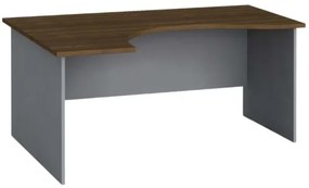 Rohový kancelársky pracovný stôl PRIMO FLEXI, zaoblený 160x120 cm, sivá / orech, ľavý