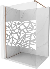 Mexen Kioto, sprchová zástena Walk-In 70 x 200 cm, 8mm číre sklo biely vzor, medený matný profil, 800-070-101-65-85
