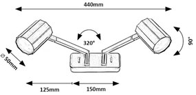 Rabalux 73028 - Nástenné bodové svietidlo KARTER 2xGU10/5W/230V
