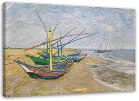 Gario Obraz na plátne Rybárske člny na pláži v Saintes Maries de la Mer - Vincent van Gogh, reprodukcia Rozmery: 120 x 80 cm
