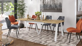 AVERY Dub Craft Zlatý / biela spodná časť - LOFTOVÝ / PRIEMYSELNÝ STÔL DO OBÝVAČKY/ JEDÁLNE ROZKLADACÍ DO 330 cm!