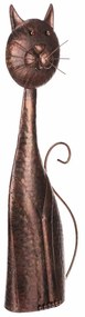 Kovová záhradná dekorácia Mačka medená, 22 x 61 x 11 cm