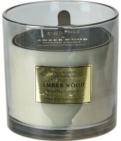 Sviečka v skle Black & Gold, Amber wood, 870 g