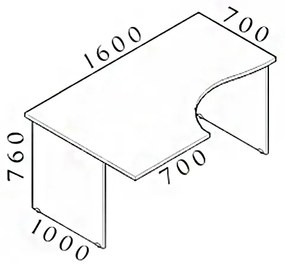 Ergonomický stôl Visio 160 x 100 cm, ľavý, orech