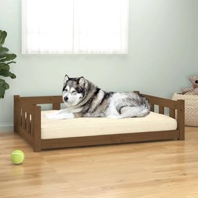 Psia posteľ medovo-hnedá 105,5x75,5x28 cm borovicový masív