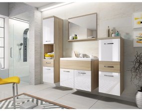 Kúpeľnový nábytok Lumia, Farby: bodega / biely lesk, Sifón: bez sifónu, Umývadlová batéria: Economico BYU 020M