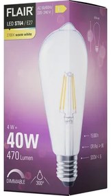 LED žiarovka FLAIR ST64 E27 4W/40W 470lm 2700K číra stmievateľná