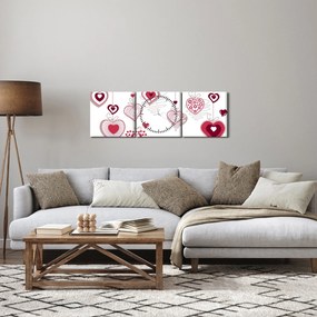Obraz maľovaných srdiečok (s hodinami) (90x30 cm)