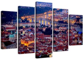 Gario Obraz na plátne Praha za súmraku - 5 dielny Rozmery: 100 x 70 cm