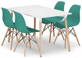 Jedálenský stôl ADRIA biely so štyrmi stoličkami OSAKA zelené
