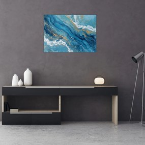 Obraz - Bledomodrý mramor so zlatom II. (70x50 cm)