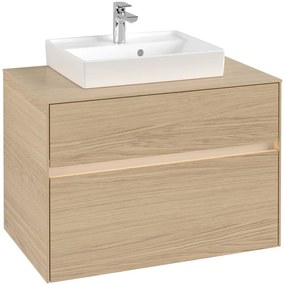 VILLEROY &amp; BOCH Collaro závesná skrinka pod umývadlo na dosku (umývadlo v strede), 2 zásuvky, s LED osvetlením, 800 x 500 x 548 mm, Nordic Oak, C069B0VJ