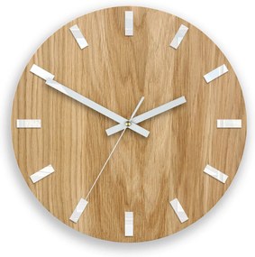 Nástenné hodiny Simple Oak hnedo-biele