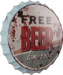 Nástenná kovová ceduľa Beer Free Tomorrow - Ø 33 cm