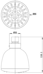 Novaservis - Pevná sprcha priemer 86 mm chróm, RUP/124,0
