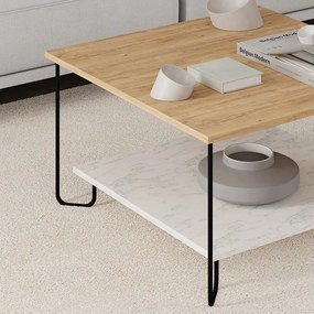 Konferenčný stolík s doskou v dubovom dekore v bielo-prírodnej farbe 80x80 cm Tonka – Marckeric