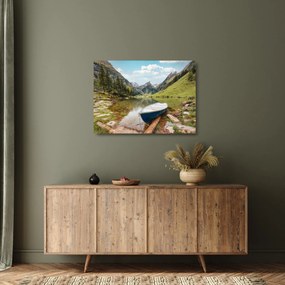 Sklenený obraz - Seealpsee, jazero Švajčiarska (70x50 cm)