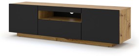 TV stolík/skrinka Aurinko 150 (dub artisan + matná čierna). Vlastná spoľahlivá doprava až k Vám domov. 1083422