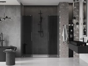 Mexen Velar Duo, posuvné sprchové dvere do otvoru 200 cm, 8mm šedé sklo, brúsený grafit, 871-200-000-42-95